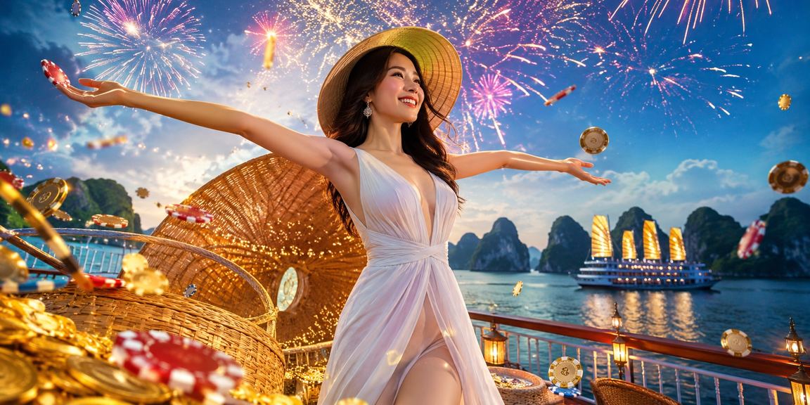 Người đội nón lá xem phân tích kèo bóng đá trên điện thoại tại vịnh Hạ Long