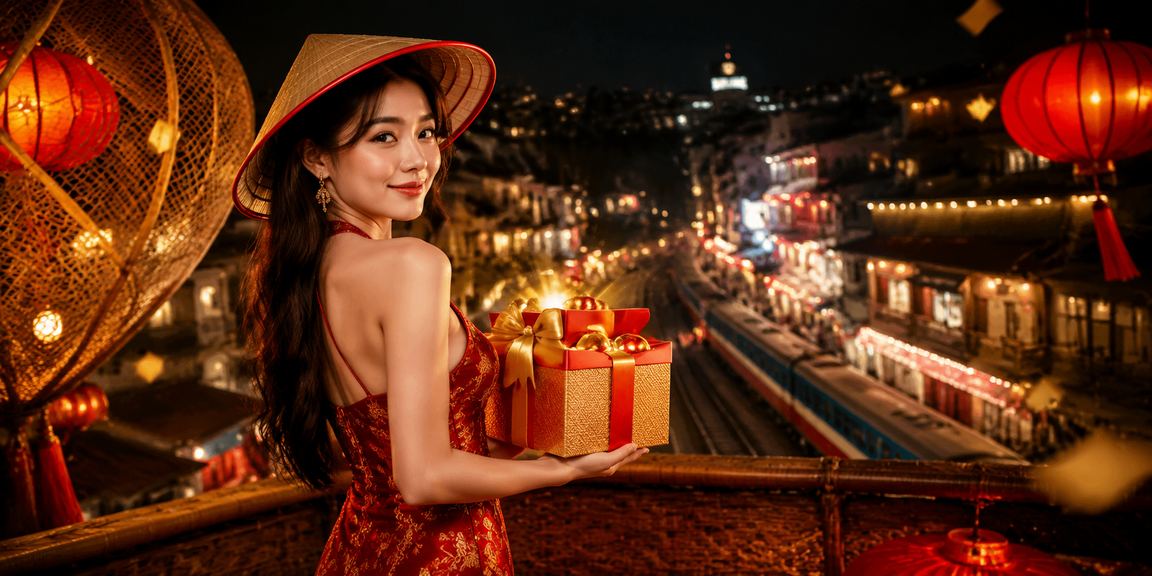 Người phụ nữ đội nón lá tại Hà Nội kiểm tra kết quả xổ số và số dư thưởng trên điện thoại